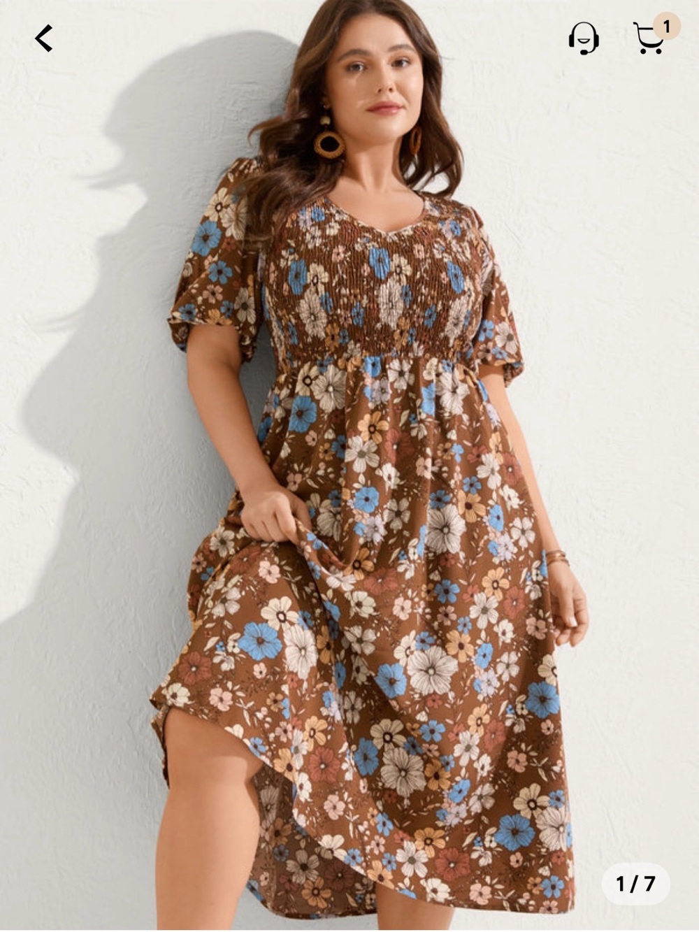 BloomChic Brown Floral Maxi Dress with Blue & Pink Accents - Picture 6 of 10
